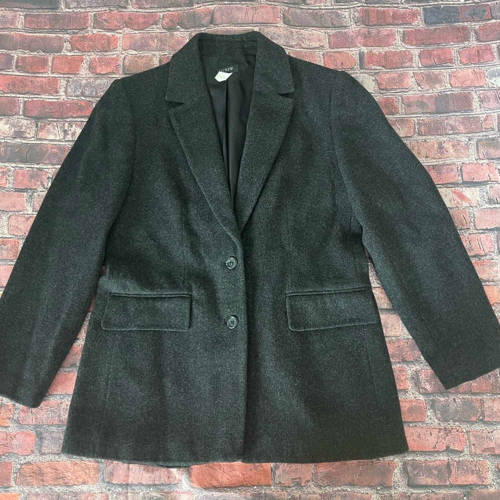 Vintage J Crew Schoolboy Blazer Jacket Womens Size 8 Wool Lined Charcoal Gray